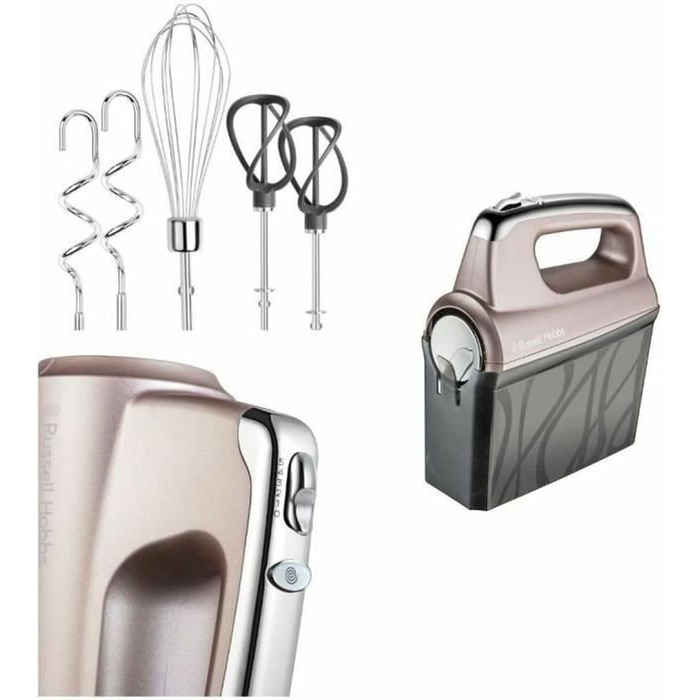 Міксер Russell Hobbs Swirl Quartz з кейсом для аксесуарів (4 швидкості + Turbo, 2 віночки з нейлону, 2 гачки для тіста) 25892-56