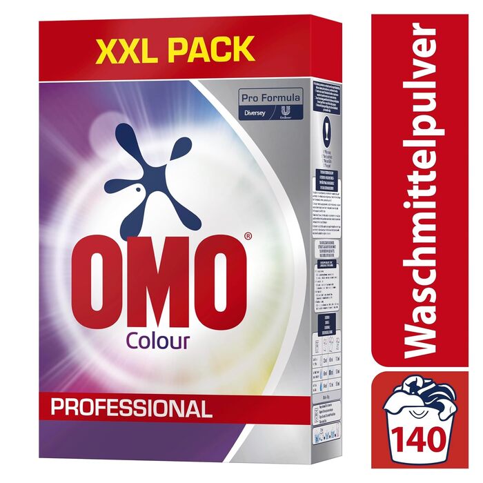 Пральний порошок Omo Professional Colour для кольорових речей, 7 кг – високоефективний засіб для прання, захист кольору та видалення плям, 140 циклів