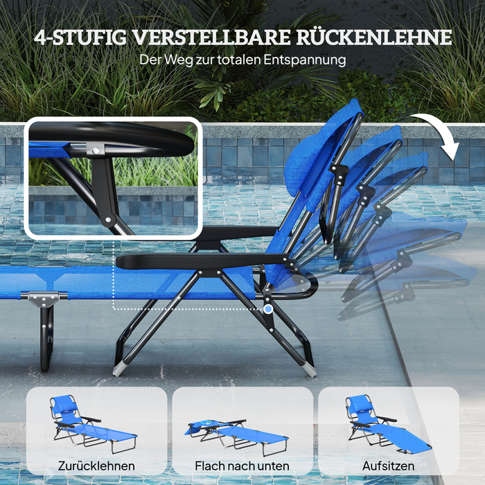 Outsunny Patio Lounge Chair - Folding, Weather-Resistant Design. Dimensions: 76