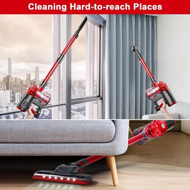 Акумуляторний вертикальний пилосос Elezon A200 безмішковий з HEPA-фільтром, потужний циклонний ручний пилосос для дому, твердої підлоги та плитки