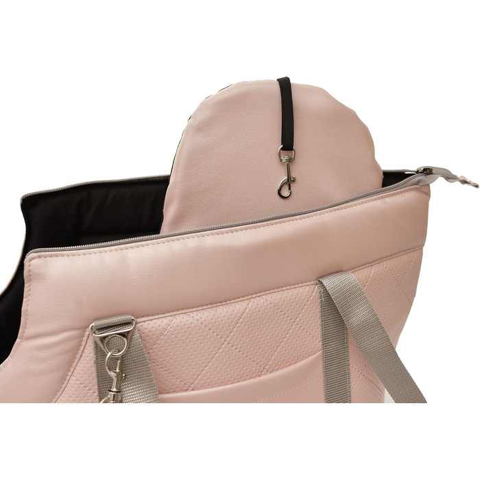 Сумка-переноска для собак та котів | Сумка на плече для тварин з гумкою та карабіном | до 15 кг | Матеріал: штучна замша (вельвет) | Розмір: L | Колір: Чорний (L, Рожева (штучна шкіра))