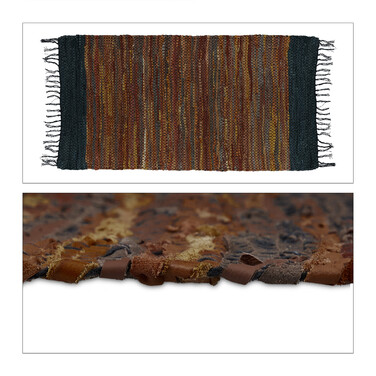 Relaxdays Leather and Cotton Patchwork Rug