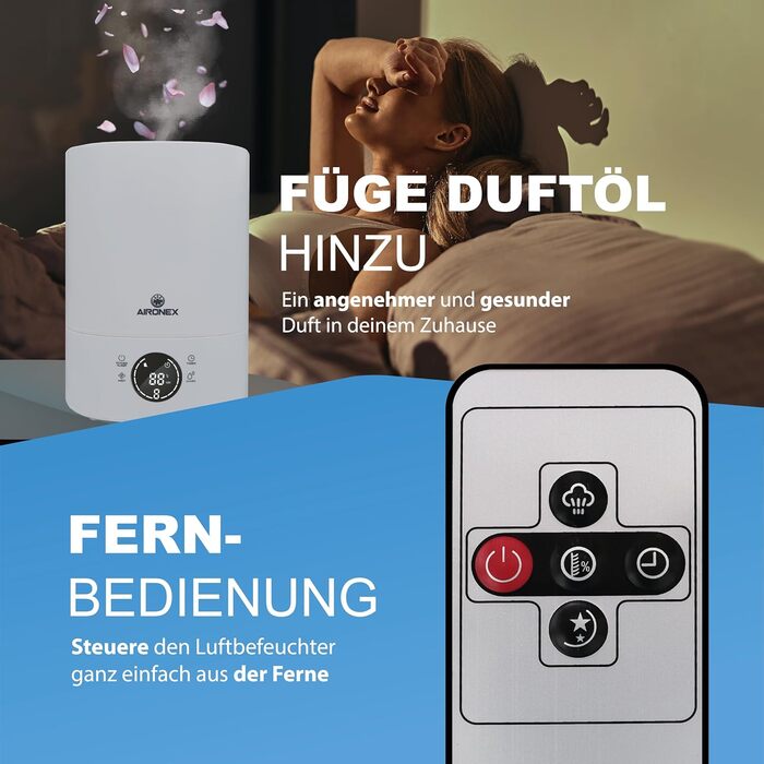 Зволожувач повітря 6 літрів – Top-Fill – з аромадіфузором – для вітальні, офісу, дитячої кімнати, спальні