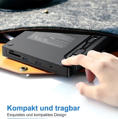Зовнішній CD/DVD привід USB 3.0 та USB-C, оптичний накопичувач CD/DVD +/-RW ROM Brenner для ноутбука, ПК, MacBook, iMac (Windows, MacOS, Linux)