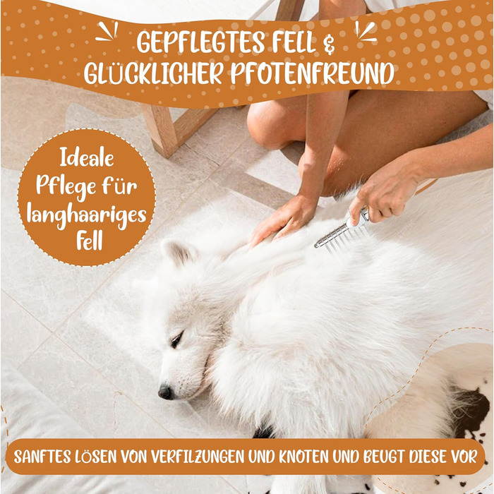 Гребінець для собак та котів Golden Pets Entfilzer Kamm для середньої та довгої шерсті | Підходить для собак та котів будь-якого розміру | Зі згладженими зубцями | + Е-book з догляду за шерстю (9 лез з бамбука)