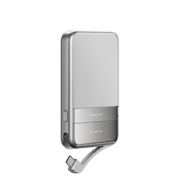 Магнітний павербанк EcoFlow Qi2 MagSafe 5000mAh 30W з USB-C кабелем для iPhone 17/16/15/14/13/12, сріблястий