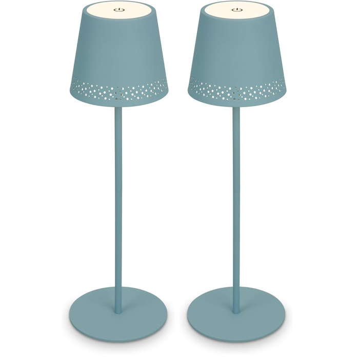 Світлодіодна настільна лампа Briloner бездротова з сенсорним керуванням, димуванням, регулюванням висоти, нічник, лампа для читання, кемпінгу, 38x12 см, блакитна