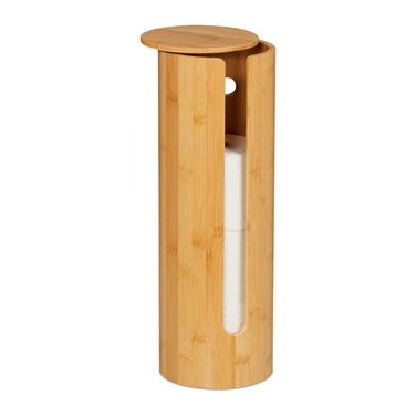 Relaxdays Bamboo Round Toilet Paper Holder