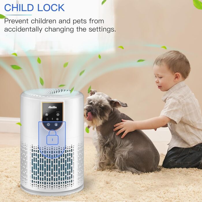 Повітряний фільтр для алергіків з HEPA фільтром H13, очищує до 45 м², 12W, видаляє пил, пилок, шерсть тварин та запахи, 25dB (AP0801) Fine