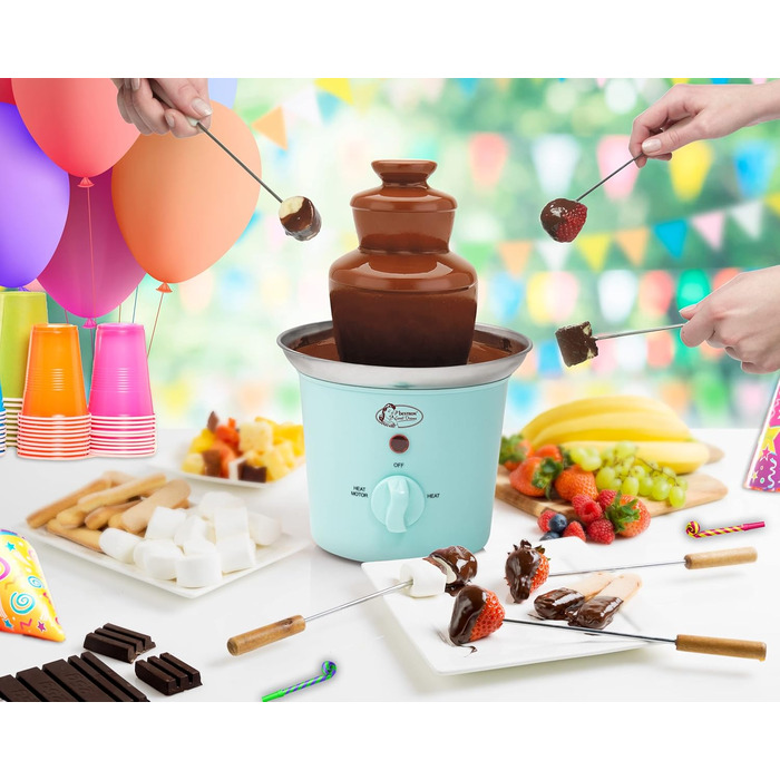 Шоколадний фонтан Bestron з 3 ярусами, 60 Вт, м'ятний колір, з функцією підігріву