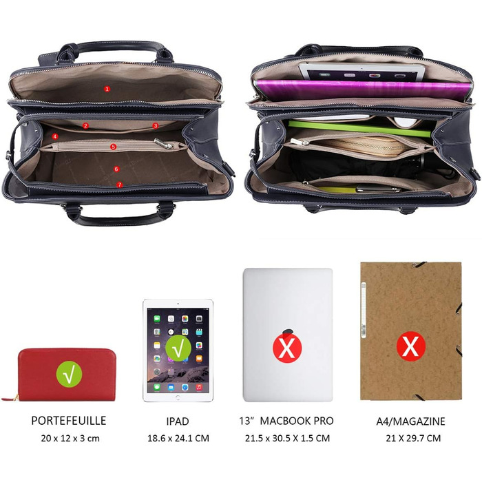 Сумка жіноча David Jones елегантна шопер (tote bag) з PU шкіри, темно-синя. Сумка через плече, багато відділень для роботи та повсякдення