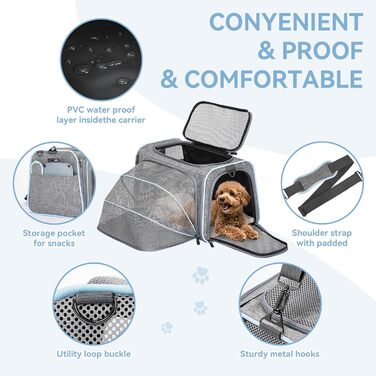 Транспортна переноска для кота/собаки Petsfit - складана переноска для авто, сіра, M