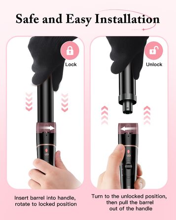 BESTOPE PRO Lockenstab 6-в-1: великі та малі локони, насадки, регулювання температури, чорний