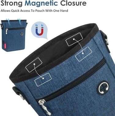 Фурнітура для собак з магнітною застібкою, 2025, практичний мішок для їжі, мішок для ласощів для собак з знімною внутрішньою кишенею | Диспенсер для відходів, блакитний