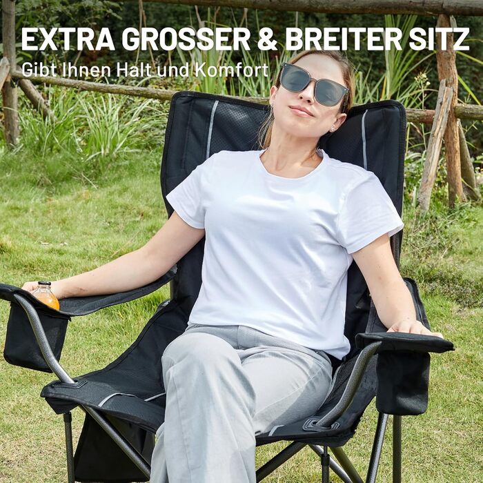 Кампінговий стілець розкладний Timber Ridge 2 шт, 200 кг, 63 см, з ізольованою сумкою-холодильником, чорний