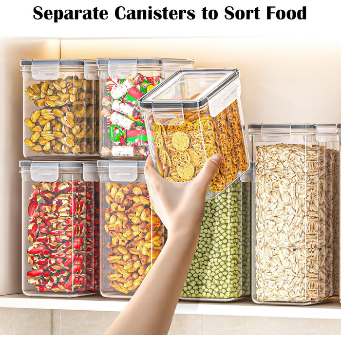 Набір контейнерів для зберігання продуктів 24 шт. – герметичні бокси з кришкою, органайзер для кухні, для борошна, цукру, мюслі та ін., з етикетками та маркером, для кухні та холодильника, 33,6 л