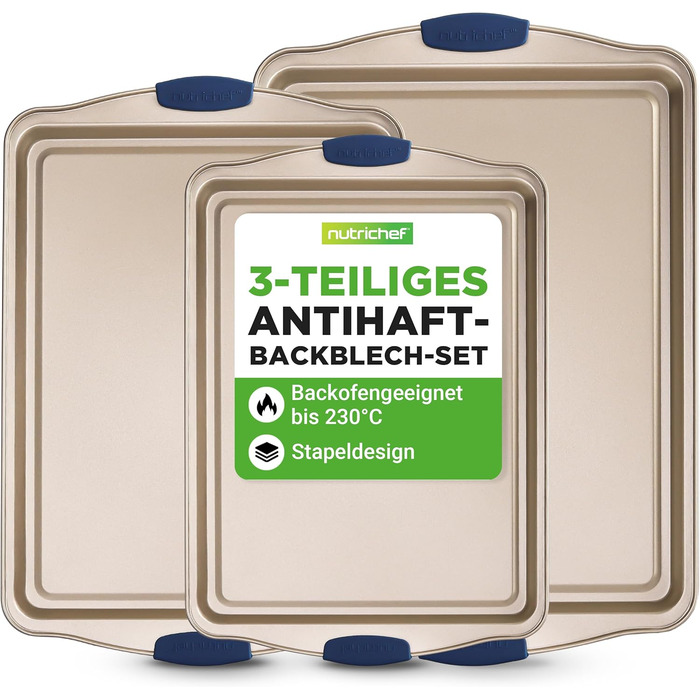 Набір форм для випічки NutriChef 6 шт. – дека для випічки, форма для мафінів, кексова форма з антипригарним покриттям, термостійка до 230°C, складна з силіконовими ручками з вуглецевої сталі – ідеально підходить для тортів, хліба та мафінів