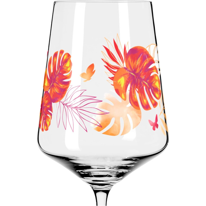 RITZENHOFF 2849001 Aperitif Glasses 500 ml - Set of 2 - Sommerrausch Series - Butterfly Motif - Made in Germany, Orange, Red