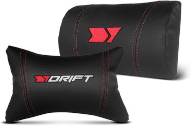Професійне ігрове крісло DRIFT GAMING DR350 ергономічне, з 4D-підлокітниками, подушками під поперек та шию, нахил 135°, безшумні колеса, чорно-червоне