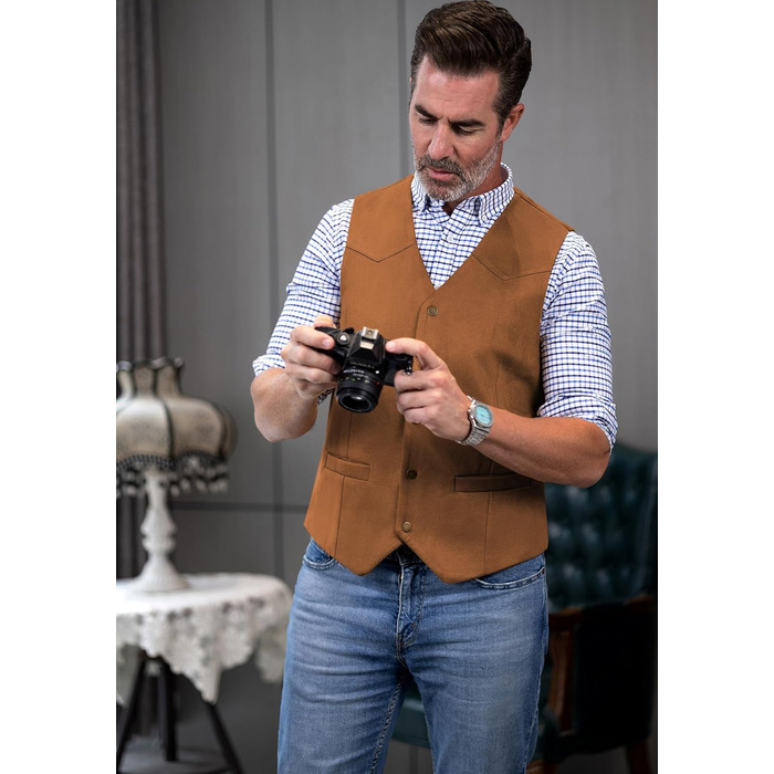 Костюмний жилет чоловічий Tuikayoo широкого крою, вінтажний, вестерн, ковбойський, нормальний крій (3XL, чорний)