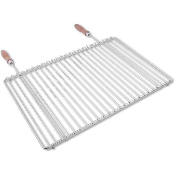 FVLFIL Deos-Grill Stainless Steel Grill Grate with Adjustable Width 55-65X37cm made of European Stainless Steel with Wooden Handles, Adjustable Grill Grate, Extendable Grill Grate