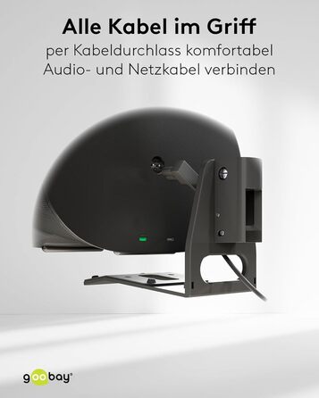 Настінний кронштейн-підставка для колонки Sonos Era 300 від Goobay, чорний, висота 71 см, з кабелеменеджментом, витримує до 3 кг