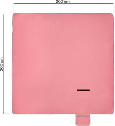 Плед для пікніка Meteor XXL водонепроникний, 200x200 см, Рожевий - термоізоляційний килимок для кемпінгу, пляжу, саду