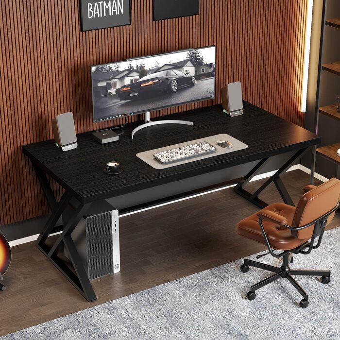 Комп'ютерний стіл LVB, 140 x 60 x 75.5 см, чорний, для дому та офісу