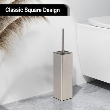 Металева щітка для туалету BVL з двома насадками, квадратна, для ванної кімнати (з щіткою)