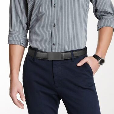 Чоловічий шкіряний ремінь на пряжці, ширина 35 мм, чорний, 125 см, підходить для об'єму талії 92-107 см. Ідеально для костюма, бізнесу та джинсів.