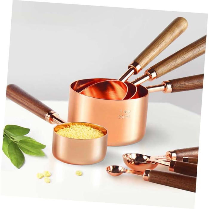 8-Piece Rose Gold Multifunctional Measuring Cup and Spoon Set with Handles - For Baking and Cooking