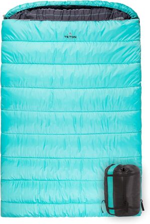 Сплячий мішок TETON Sports Mammoth Queen-Size Double для кемпінгу - теплий та зручний, 0°F (teal taffeta)