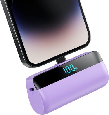 Power Bank Feob Mini 5200mAh 20W PD, фіолетовий. Швидка зарядка, LED-дисплей, сумісний з iPhone 14/13/12/11/XS/XR/8/7/6
