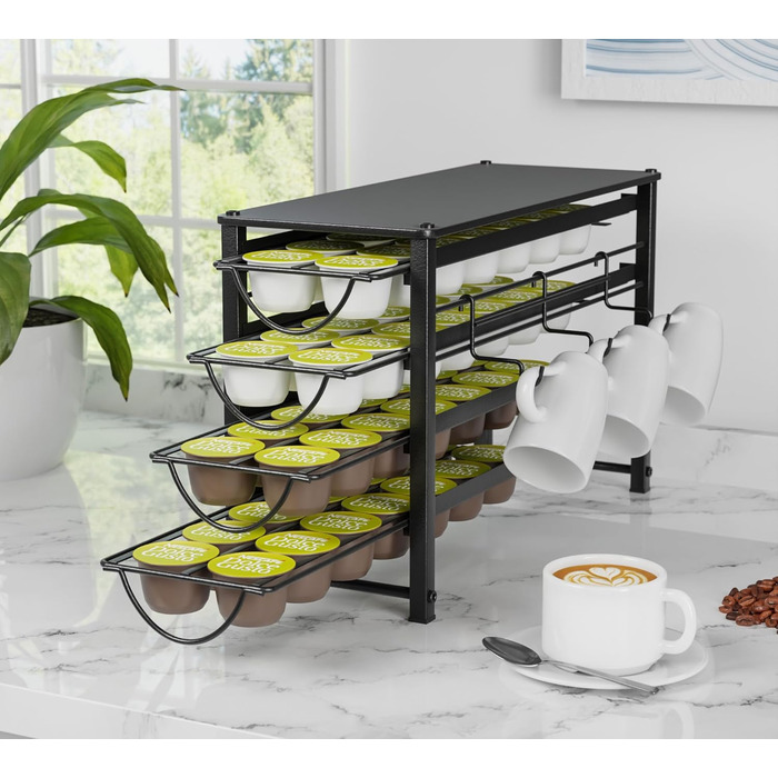 Тримач для капсул Dolce Gusto, 5-ярусний металевий ящик для капсул з тихими направляючими та антиковзними ніжками (56 капсул)