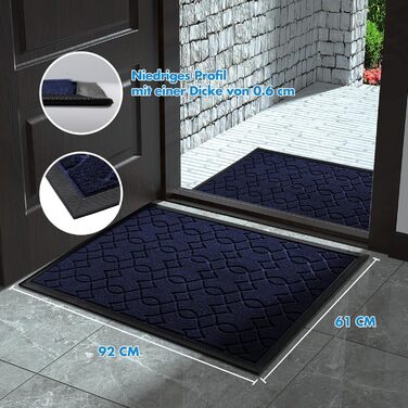 Килимок для дому та вулиці Yimobra, миючий, вологостійкий, 92 x 61 см, блакитний
