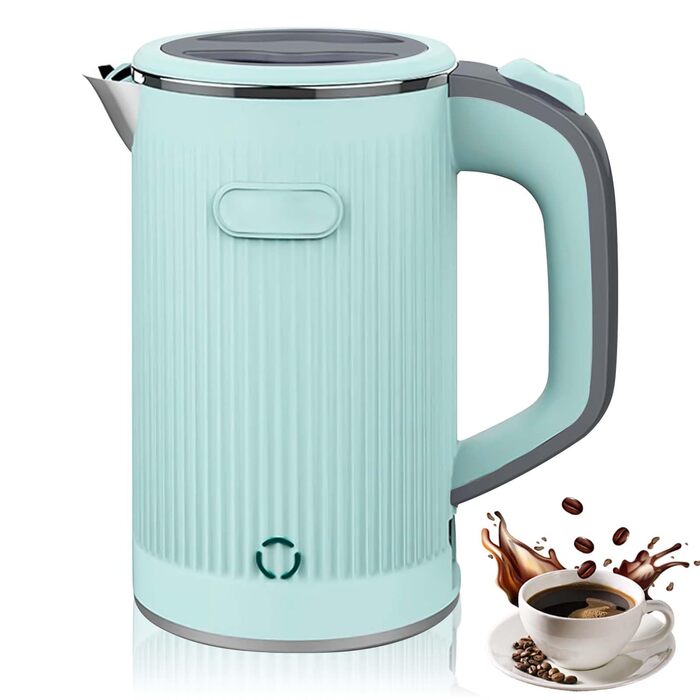 Електричний чайник-термос 800 мл, 600 Вт, для подорожей та кемпінгу, з нержавіючої сталі, для чаю та кави (зелений)