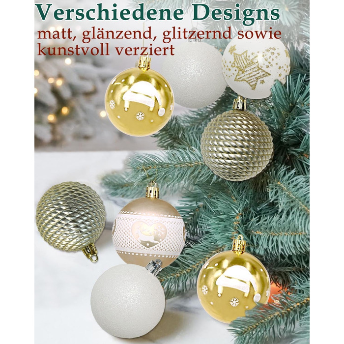 Набір 40 прикрас на ялинку, 6 см, червоно-білі, пластик, з підвісками, міцні, різні поверхні та візерунки, для внутрішнього та зовнішнього використання