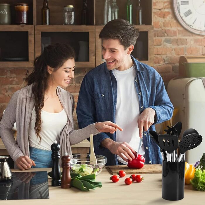 Набір кухонних помічників 15 шт. з силікону з нержавіючою сталею, включає мірні ложки