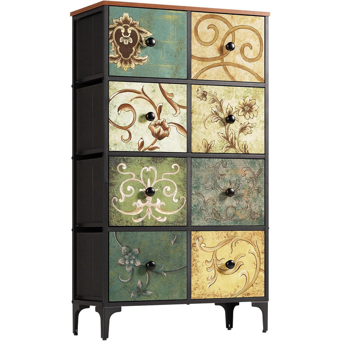LYNCOHOME Chest of Drawers Cabinet with 8 Fabric Drawers, Sideboard with Fabric Drawers, Drawer Unit for Kitchen, Office, Hallway, TV Stand with Fabric Drawers