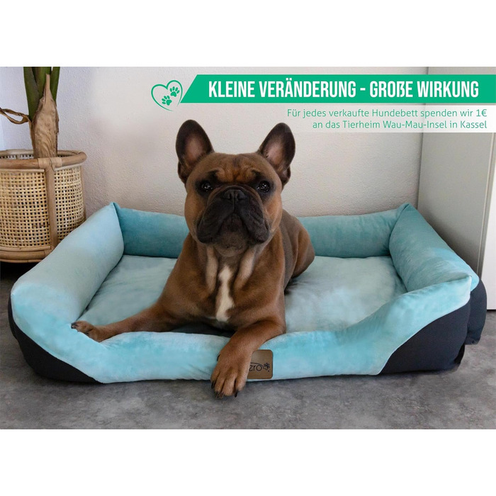 Ліжко для собак, подушка для собак - ліжко-кошик з високим бортиком, 80x120, 70x100, 60x80, 40x50, блакитний колір, розмір 70x100 см