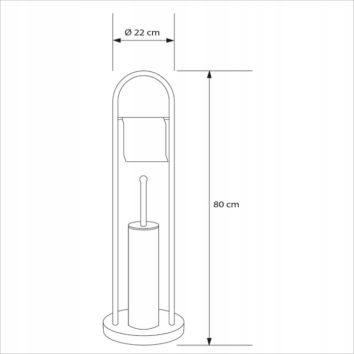 Щітка для унітаза Rodeno, металева, сіра глянцева, з тримачем для паперу