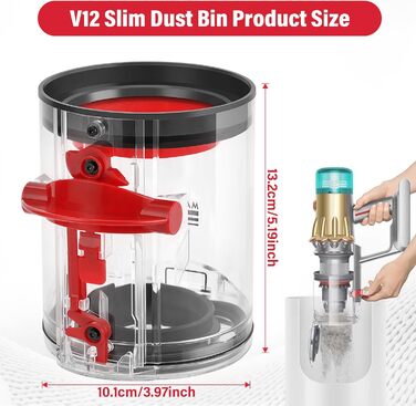 Контейнер для пилу AiLomey, замінна частина для пилососа Dyson V12 Detect Slim, V10 Digital Slim (№965272-01)