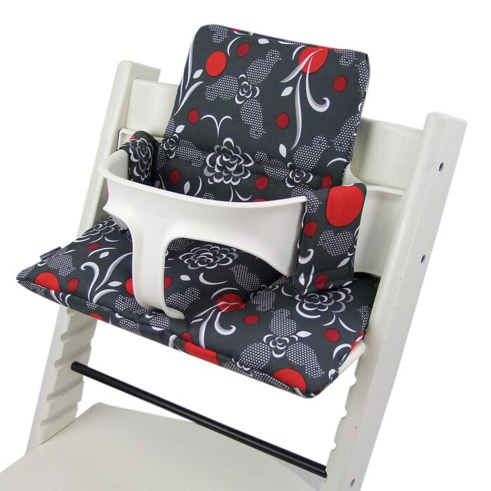 Набір подушок BambiniWelt для стільчика Stokke Tripp Trapp, 2 шт, темно-сіра з червоним мозаїкою, змінна оббивка, 15 кольорів