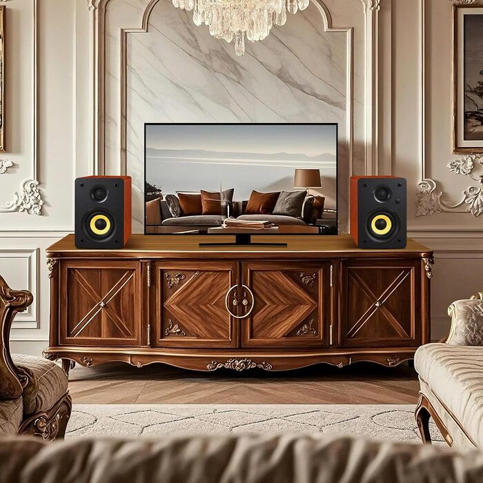 Sanyun SW208 Активні Bluetooth 5.0 Регулярні Динаміки 3' - 60W, Коробка з вуглецевого волокна, Вбудований 24-бітний ЦАП, Динамічний 3D-Surround Sound - 2.0 Комп'ютерні Динаміки для ПК (Пара, ) 3' (SW206 Червоний, 4')