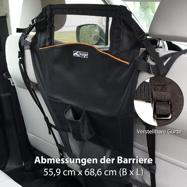 Тренажер для собак Kurgo в автомобіль, роздільник заднього сидіння, чорний/помаранчевий, 1 шт.