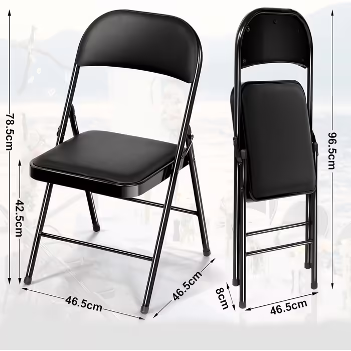 BULAGE Folding Chair 6-Piece Set, Foldable Garden Chair, Waterproof Camping Chair up to 158 KG, Metal Folding Chair, Folding Chairs for Guests, Kitchen, Camping, Black 6-Piece Set Black