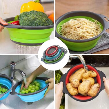 3 шт. Складане сито для кухні, сито для макаронів, овочів та фруктів, 3 кольори