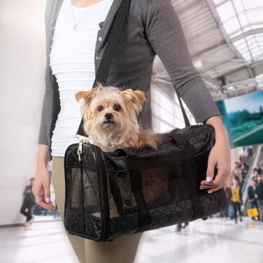 Транспортна переноска для тварин Sherpa Original Deluxe, розмір M (43x28x27 см), чорна, схвалена авіаперевозниками