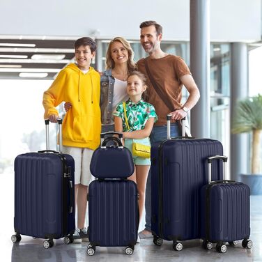 Набір валіз LALAHO 5 шт. з косметичкою, з ABS, для подорожей, ручна поклажа, багаж, бордовий колір