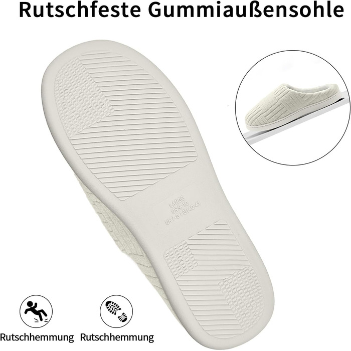 Зручні антиковзні домашні тапочки з Memory Foam з бавовни для жінок (40/41 EU, білі)